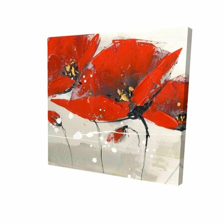 FONDO 16 x 16 in. Red Flowers with An Handwritten Typo-Print on Canvas FO2788300